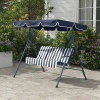 Outsunny Hollywood schommel tuinschommel 3-zits, weerbestendig, verstelbaar dak, 172 x 110 x 153, blauw(m-8)