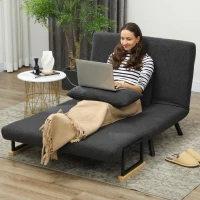 HOMCOM Slaapbank 2-zits met bedfunctie, incl. 2 kussens, sherpa-look, naturel + donkergrijs + zwart(m-7)