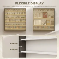 HOMCOM Six Shelf Display Cabinet, with Glass Doors - Black and White(m-4)