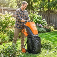 Outsunny 2500W Electric Wood Chipper, Corded Wood Mulcher Shredder with 45L Collection Bag, 4300RPM, 44mm Cutting Diameter(m-10)
