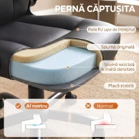 HOMCOM Scaun de Birou Rotativ, Funcție de Balansare, Suporturi Rabatabile pentru Brațe, Spătar Înalt, Negru(m-5)