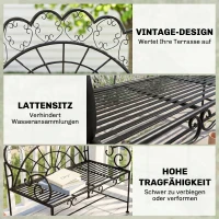 Outsunny Tuinbank bloemenbank zitbank bank parkbank tuinmeubilair 2-zits metaal zwart(m-5)