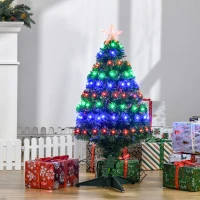 HOMCOM Albero di Natale Artificiale 90cm in Plastica con 90 Luci LED e Fibre Ottiche, 90 Rami e Base Pieghevole, Verde(m-10)