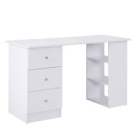 HOMCOM Bureau informatique multimédia multi-rangements 3 tiroirs 2 étagères 120L x 49l x 72H cm blanc(m-1)
