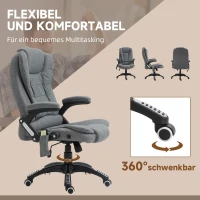Vinsetto® kantoorstoel massagestoel draaistoel in hoogte verstelbaar 130° hoek linnen grijs 67 x 85 x 116 cm(m-8)