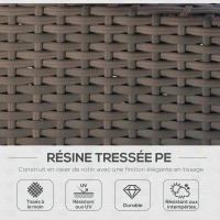 Outsunny Canapé de jardin 2 places canapé droit 4 coussins déhoussables 130L x 70l x 80H cm résine tressée chocolat(m-4)