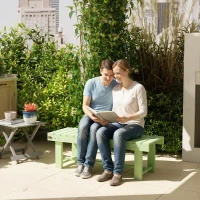 Outsunny Wooden Garden Bench, Backless Outdoor Loveseat with Slatted Seat, Light Green(m-10)