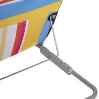Outsunny Set de 2 Esterillas de Playa Plegables 124x53x35-45 cm con Respaldo Ajustable 5 Niveles y Reposacabezas Esteras de Playa Portátil Tela Oxford Acero con Bolsa Transporte para Jardín Multicolor(m-9)