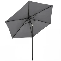 Outsunny 2.6 m Garden Parasol Umbrella with Aluminium Pole, Outdoor Patio Umbrella with Tilt and Crank, Vent, Grey(m-1)
