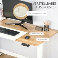 Vinsetto elektrisch bureau computertafel in hoogte verstelbaar metaal naturel wit(m-6)