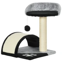 PawHut krabboom met speelballen, krabpaal voor katten, krabpaal met sisal, zwart + grijs, 36 x 36 x 44 cm 36 x 36 x 44 | Aosom.nl(m-11)