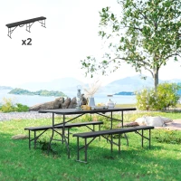 Outsunny Campingbank, Kunststof Buitenbank, Draagvermogen 240 kg, Zwart(m-8)