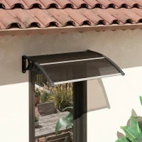 Outsunny Copertină de Exterior Impermeabilă și Anti-UV, din PC, PP și Aluminiu, 75x120x23 cm, Maro și Negru(m-9)