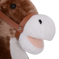 HOMCOM Cheval à Bascule Cheval de Cowboy Selle Grand Confort pour Enfants de 36+Mois Peluche Courte Douce Bois peuplier Charge 40 Kg Marron(m-9)