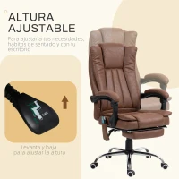 Vinsetto Silla de Oficina con 6 Puntos de Masaje Ajustable con Función Calefacción Reposapiés Retráctil y Control Remoto Marrón(m-7)