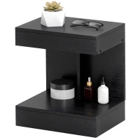 HOMCOM Nachtkastje, Bijzettafel met Lade en Open Opbergruimte, Modern Sofa Tafel met Schap voor Verschillende Ruimtes, Zwart(m-10)