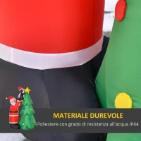 HOMCOM Babbo Natale Gonfiabile con Albero e Pinguino, Altezza 180cm, Luci LED e Gonfiatore(m-5)