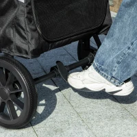 PawHut Hondenwagen, opvouwbare hondenbuggy voor middelgrote honden, dierenwagen met 4 wielen, veiligheidslijnen, remmen, grijs(m-9)