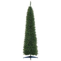 HOMCOM Árbol de Navidad Artificial Estrecho 210 cm con 499 Ramas y Base Desmontable Fácil de Montar Verde(m-13)