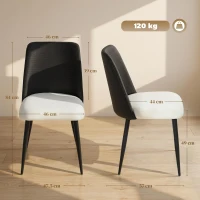 HOMCOM Juego de 2 Sillas de Cocina con Respaldo de PU de Imitación Ratán Patas de Acero y Asiento Acolchado Negro y Beige(m-3)