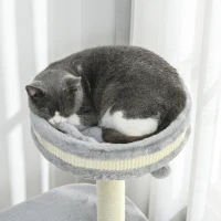 PawHut Krabpaal met Krabton, 1 Kattenbed en Kattenspeelgoed, 59 cm x 35 cm x 100 cm, Grijs(m-8)