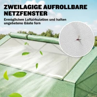 Outsunny Kas Tuinkas met 2 rolramen, voor binnen en buiten, metaal + kunststof, groen, 180 x 90 x 70 cm | aosoom(m-5)