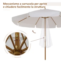 Outsunny Ombrellone da Giardino con Doppio Tettuccio, in Legno di Bambù e Poliestere, Ø325x250 cm, Crema(m-5)