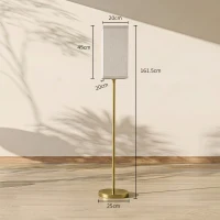 HOMCOM Floor Lamp, Modern Standing Lamp with Linen Shade and Foot Switch, Tall Lamps for Bedroom, Bulb not Included, Gold Tone(m-3)