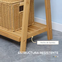 HOMCOM Toallero de Pie de Bambú con 3 Barras Tipo Escalera Plegable con 3 Estantes para Baño 53x30,5x152 cm Natural(m-5)