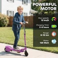 HOMCOM Foldable Electric Kids Scooter, Ride-on for Ages 7-14 Years, Purple(m-4)