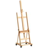 Vinsetto Cavalletto Pittura Pieghevole con Ruote, per Dipingere su Tela, in Faggio Regolabile,per Studio, Artisti Pittori(m-1)