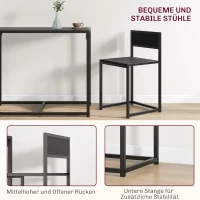 HOMCOM 3-delige Bartafelset: Hoge Set met 3 Delen, 2 Stoelen, 1 Tafel, 90 cm x 47 cm x 76 cm, Zwart(m-6)