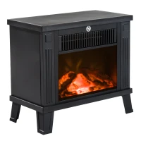 HOMCOM Elektrische kachel 1200 W elektrische staande kachel met vlameffect zwart(m-10)