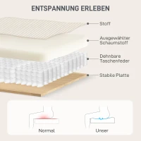 HOMCOM Slaapbank met kussen, schuimvulling, om te bouwen tot bed, bekerhouder, crèmewit(m-5)