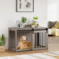 118cm Dog Crate Furniture with Removable Cushion for Extra Large Dogs - Walnut Brown(m-11)