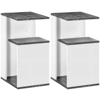 HOMCOM Set 2 Comodini Moderni dal Design Irregolare con Ripiano Aperto in Truciolato, 35x29.5x60 cm, Grigio e Bianco(m-1)