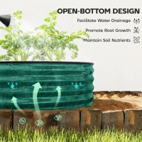 Outsunny Galvanised Raised Garden Bed, Metal Planter Box with Safety Edging, for Flowers, Herbs, Succulents, Light Green(m-6)