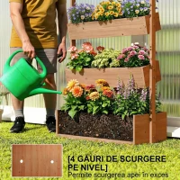 Outsunny Jardinieră Verticală din Lemn cu 4 Niveluri, 85x45x140 cm, Naturală(m-6)