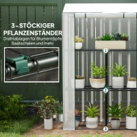 Outsunny Kas met 3-laags Schap, UV-bestendige Plastic Afdekking, Roldeur, 100 x 40 x 150 cm, Wit(m-5)