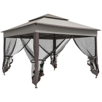 Outsunny Opvouwbare Tuinpaviljoen met Zijwanden Grijs 3,25 x 3,25 x 2,7 m(m-1)