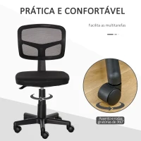 Vinsetto Cadeira de Escritório Operativa Giratória 360° com Altura Ajustável Suporte Lombar 43x48x77,5-89,5cm Preto(m-7)