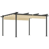 Outsunny Verstelbare Tuin-Pergola, Paviljoen met Aluminium Frame, Buiten Baldakijn, voor Tuin, Balkon, Terras, Beige(m-11)