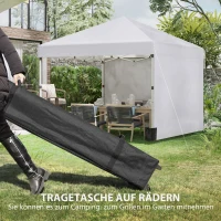 Outsunny Opvouwbare paviljoen met 2 zijwanden, verstelbare hoogte, inclusief draagtas, roestvrij stalen frame, 3x3 m, wit(m-8)