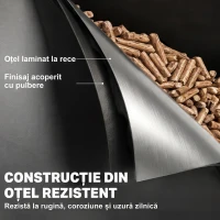 Outsunny Container pentru Peleți 45 Kg cu Roți, Capac, Fereastră și Sită, Negru(m-5)