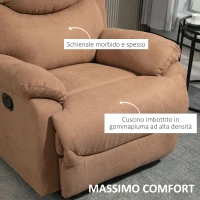 HOMCOM Poltrona Relax Manuale Reclinabile a 150° con Poggiapiedi in Tessuto, 93x88x102cm, Marrone Scuro(m-5)
