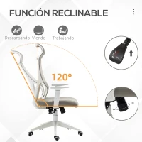 Vinsetto Silla de Oficina Silla de Escritorio Giratoria Ajustable en Altura y Reclinable hasta 120° Bloqueo de Posición 64x61x120,9-128,9 cm Gris(m-5)