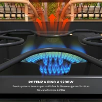 Outsunny Fornello a Gas da Campeggio con 2 Bruciatori 9.2 KW in Metallo con Gambe Rimovibili, Nero(m-4)