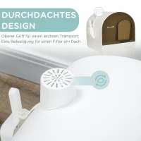 PawHut kattentoilet met filter, 1 vervangend filter, 1 vloermat, 43 cm x 44 cm x 47 cm, zwart+wit(m-6)