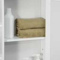 HOMCOM Spiegelkast Badkast Badkamerkast, 8 vakken, Spiegeldeuren, waterbestendig, 66 cm x 17 cm x 63 cm, Wit(m-9)