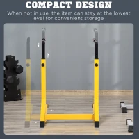 HOMCOM 66Lx75Wx119H cm Dip Station Chin Up Parallel Bars Pull Up Power Tower Home Gym Workout Bicep Tricep Fitness Equipment Height Adjustable(m-6)